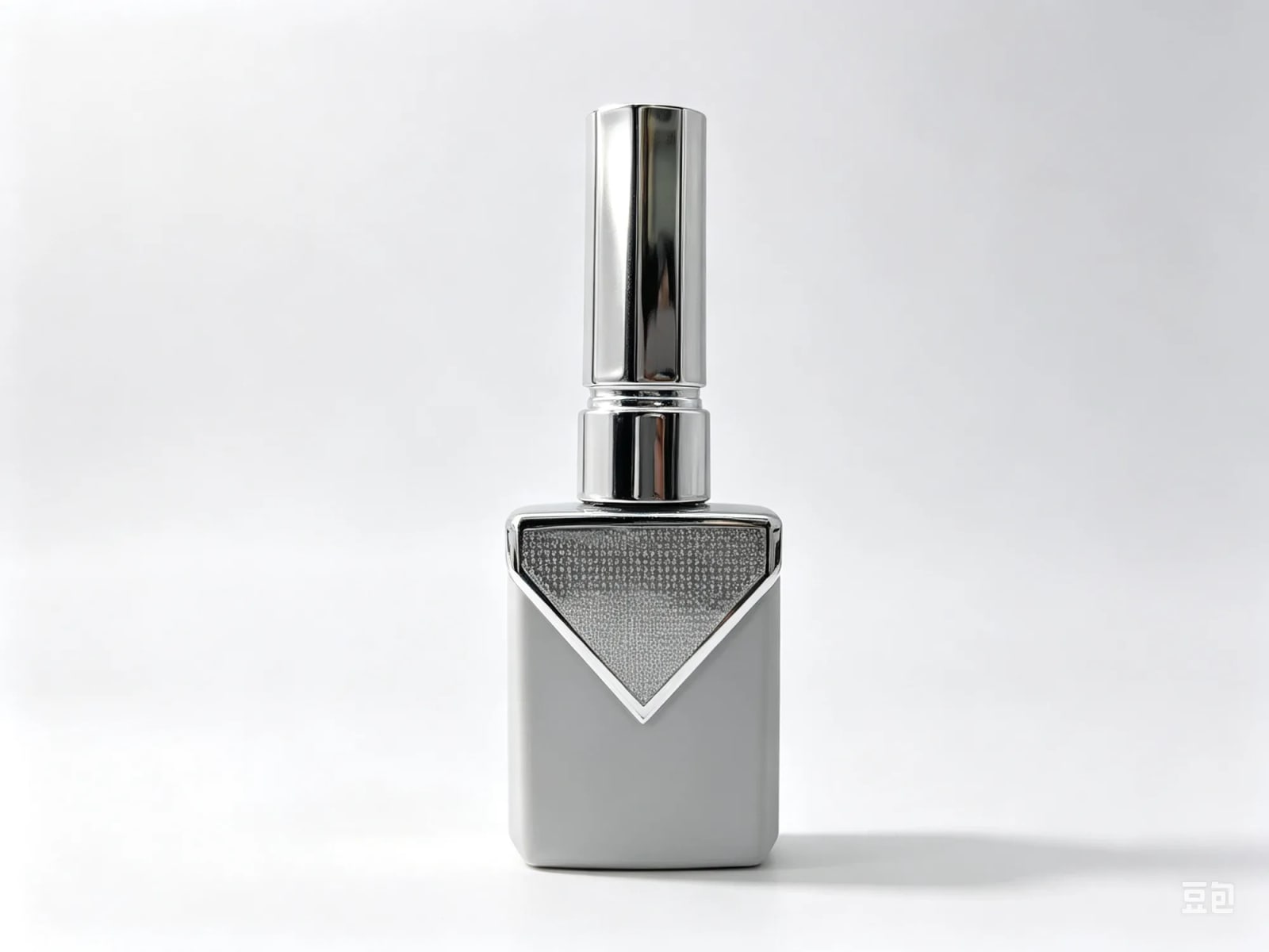 Square Bottle with Textured Triangle & Chrome Cap