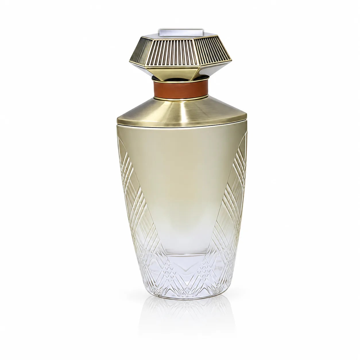 Geometric Emerald Bottle with Silver Cap